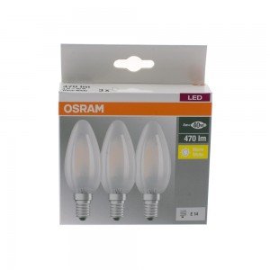 Pack éco de 3 ampoules LED Osram E14 4W verre glacé