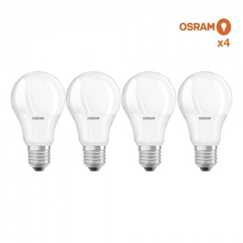 Pack éco de 4 ampoules LED Osram E27 8,5W verre opaque Pack éco de 4 ampoules LED Osram E27 8,5W verre opaque