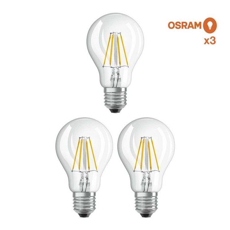 Acheter pack éco 3 ampoules LED Osram E27 6,5W verre transparent