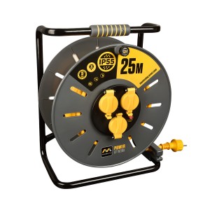 Enrouleur de câble Pro-XT - 3 prises - Câble haute visibilité 3x2,5mm2 - 25m - IP55