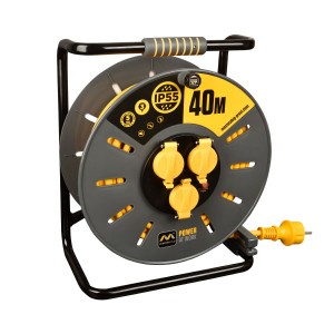 Enrouleur de câble Pro-XT - 3 sorties - Câble haute visibilité 3x2,5mm2 - 40m - IP55