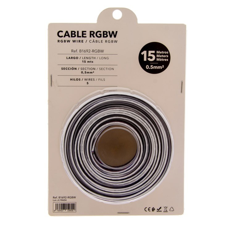 Cable RGBW de 5 hilos para instalaciones 12-24V - Rollo de 15 metros