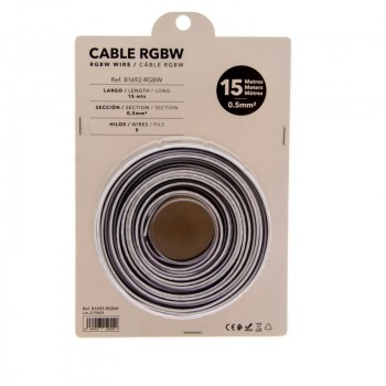 Cable RGBW de 5 hilos para instalaciones 12-24V - Rollo de 15 metros Cable RGBW de 5 hilos para instalaciones 12-24V - Rollo de 15 metros