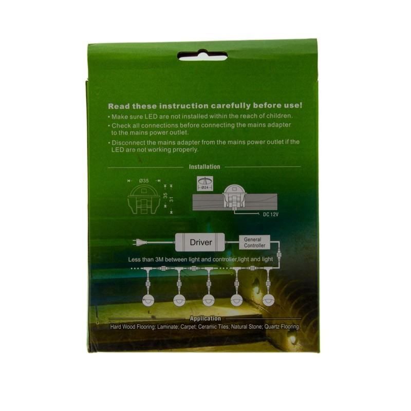 Kit 6 focos LED empotrables balizas para escalera 0,4W 12V-DC IP67 Kit 6 focos LED empotrables balizas para escalera 0,4W 12V-DC IP67
