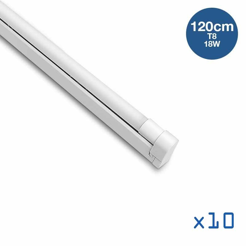 Pack 10 kits tube T8 18W 120cm + réglette Pack 10 kits tube T8 18W 120cm + réglette