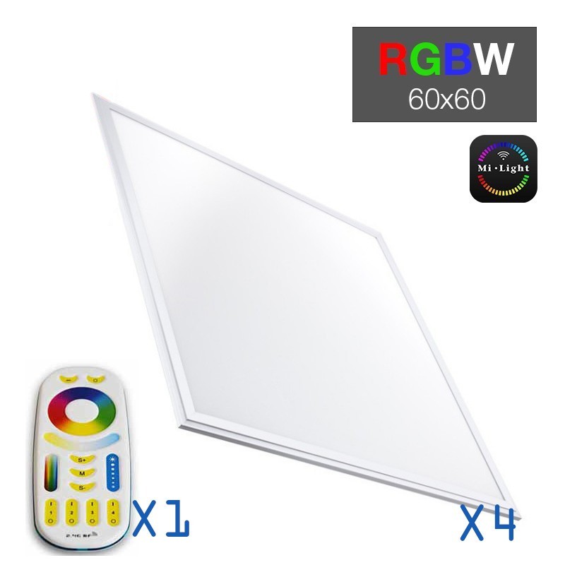 Pack 4 dalles LED RGB-W + Télécommande RF Pack 4 dalles LED RGB-W + Télécommande RF