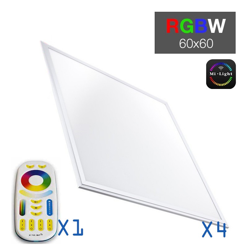 Pack 4 dalles LED RGB-W + Télécommande RF