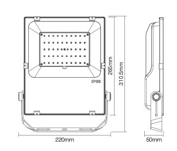 dimensions projecteur LED RGB + CCT