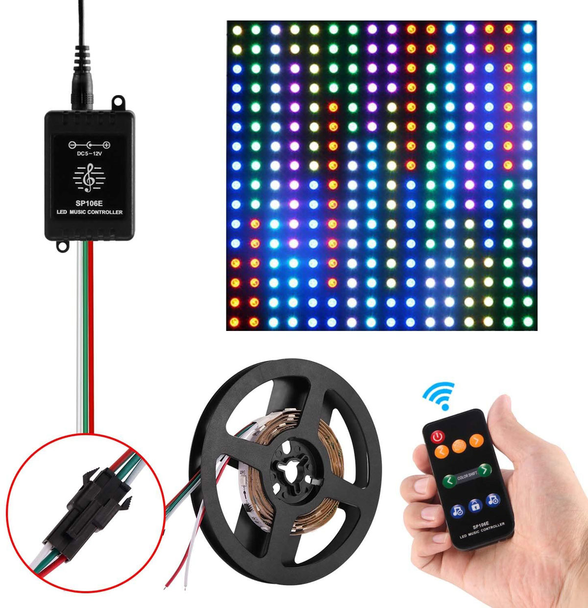 Contrôle musical ruban led