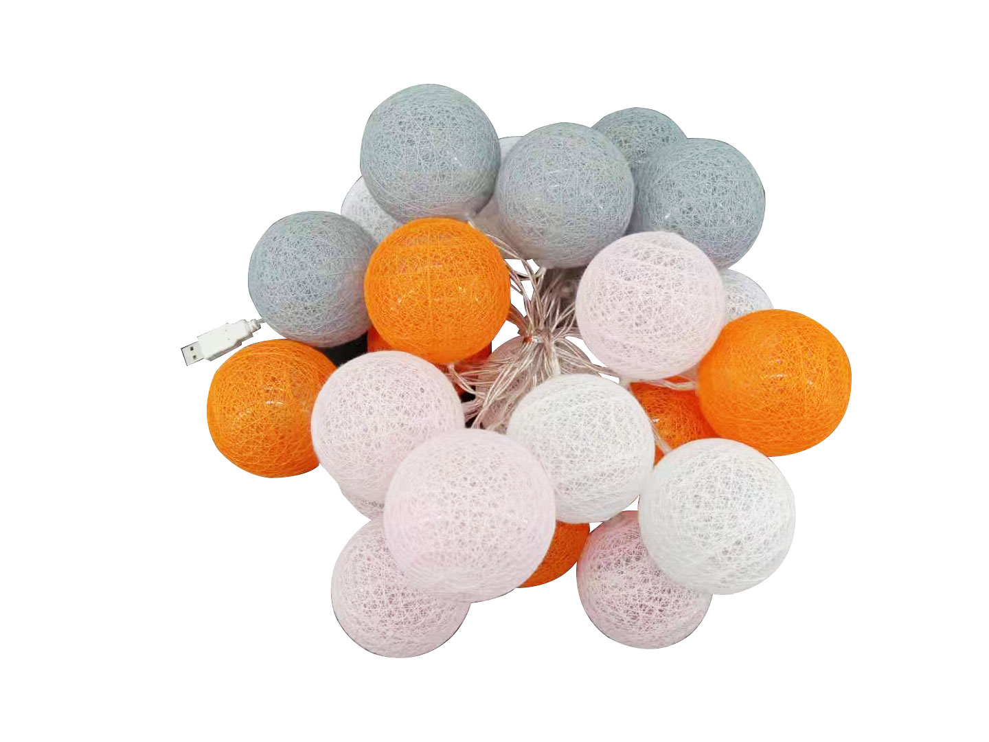 guirlande LED boule Rose, blanc, gris, orange