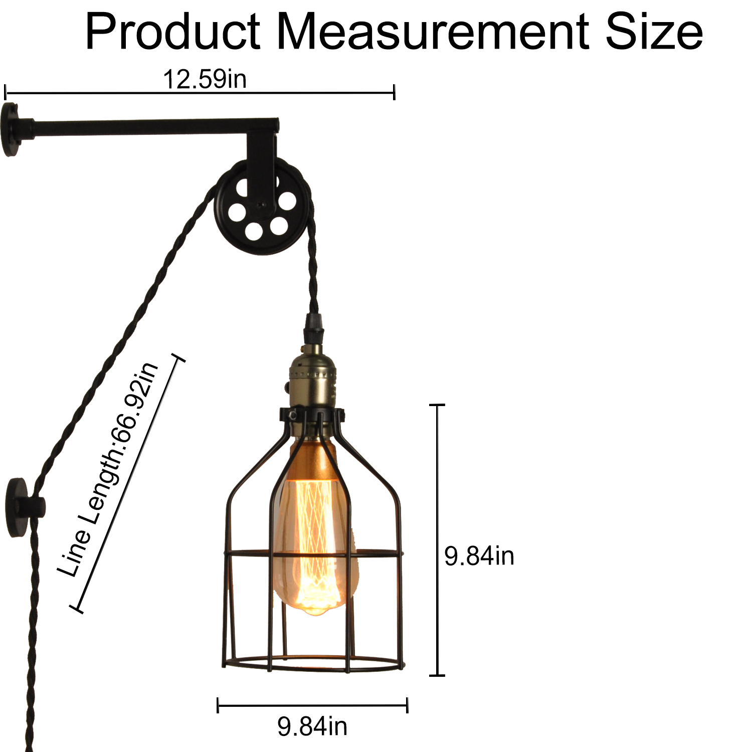 dimensions lampe cage