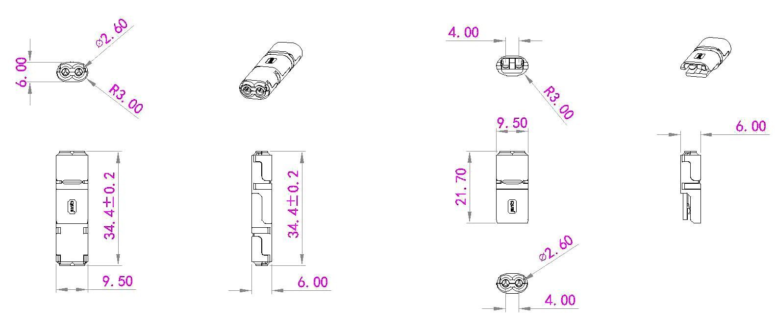 dimensions connecteur terminal 2 cables