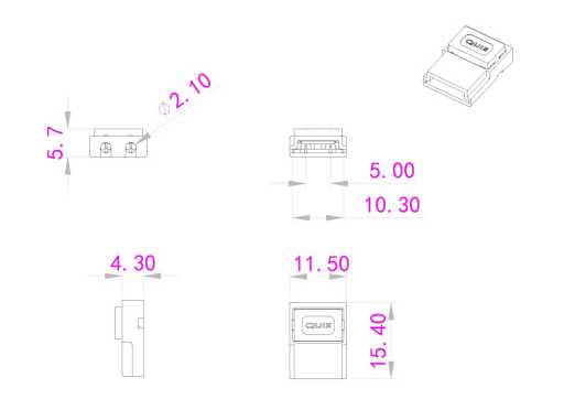 dimensions clip 2 broches