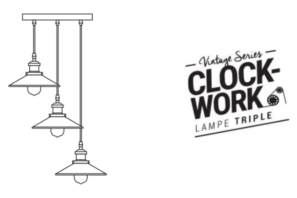 CLOCK WORK LAMPE TRIPLE