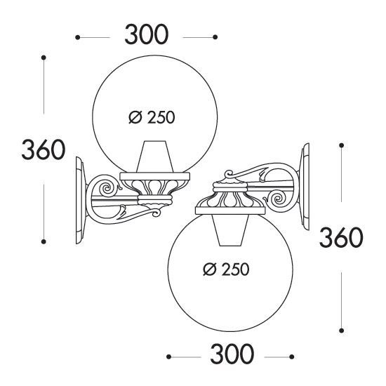 Applique Globe LED Bisso dimensions