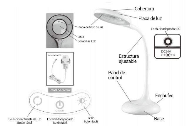 lampe de table loupe détails