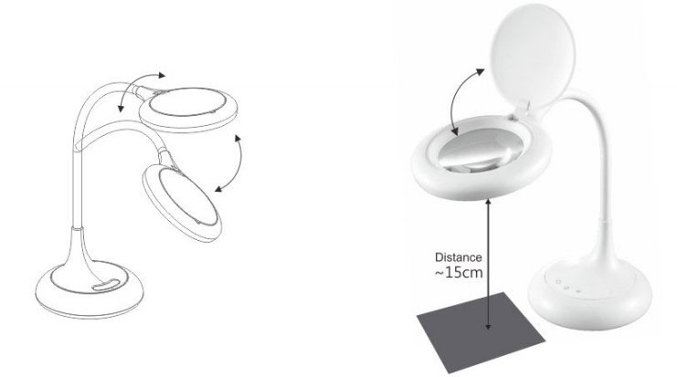 Lampe de bureau orientable 8W avec loupe