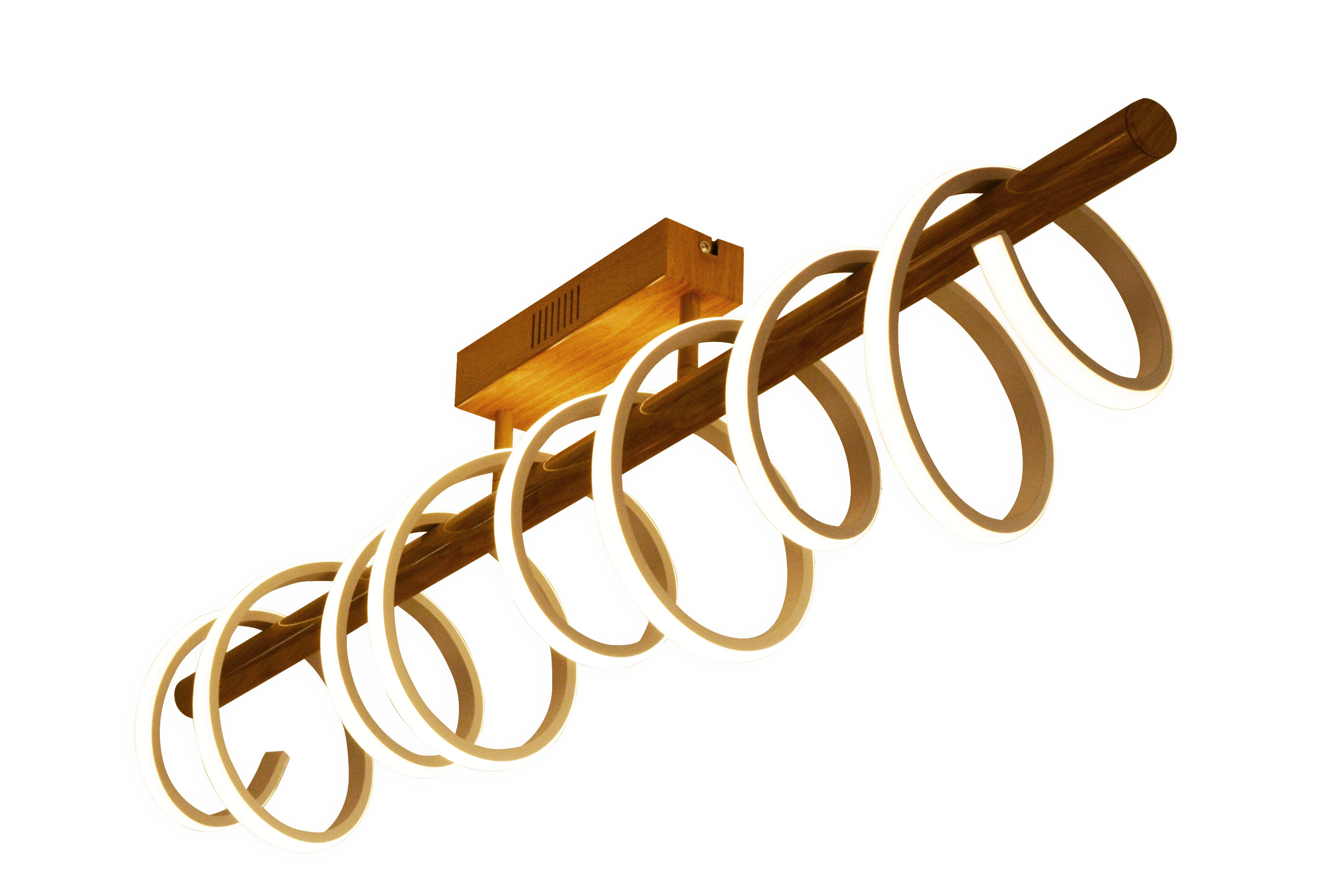 Plafonnier LED bois spirale 