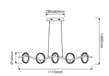 suspension LED garland dimensions