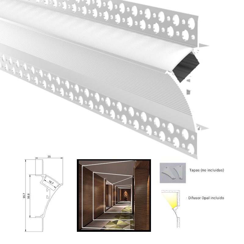 1m Alu LED 6x15mm u-profil profil barre montage rail sans Cover Couverture