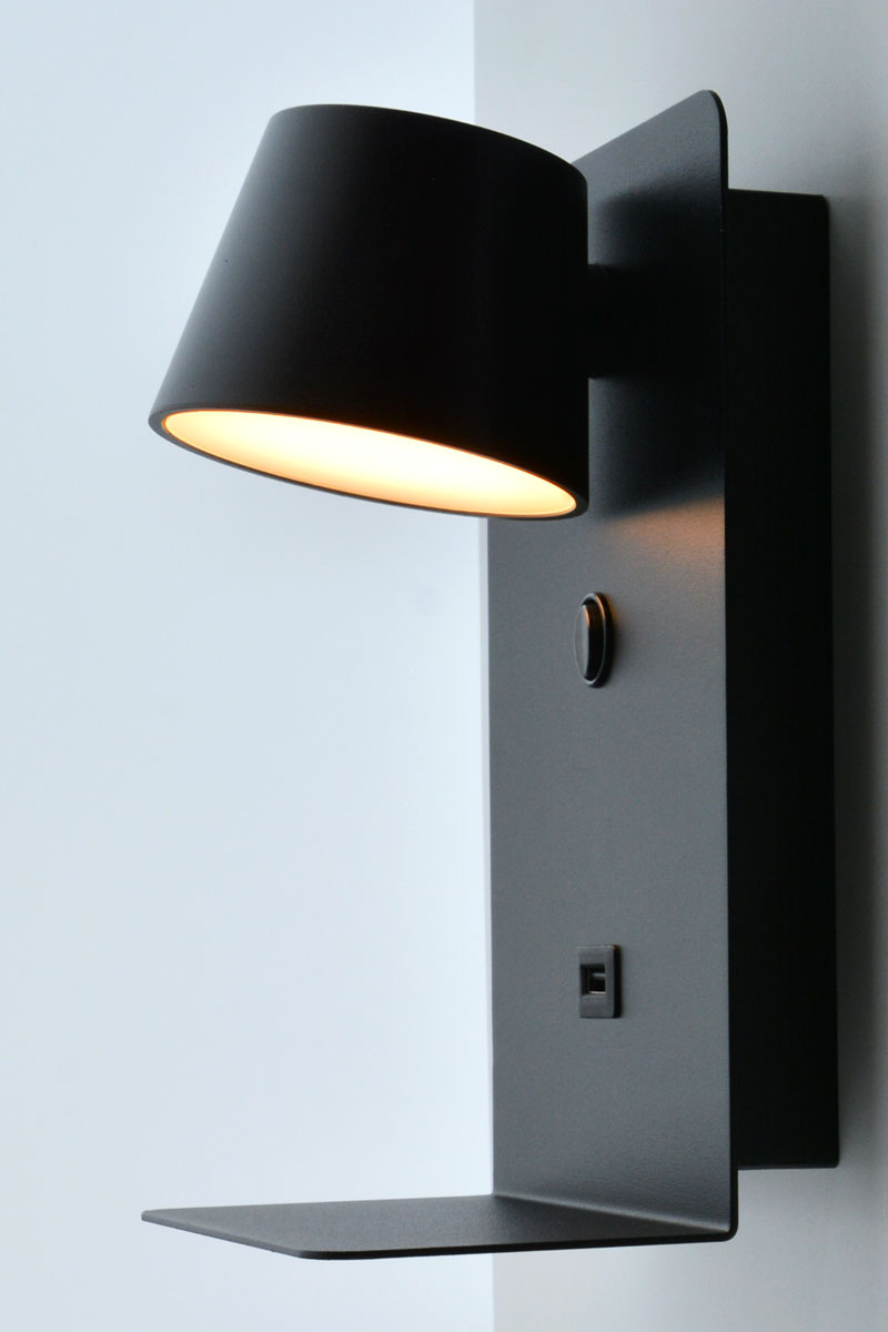 Lampe murale avec port USB noir