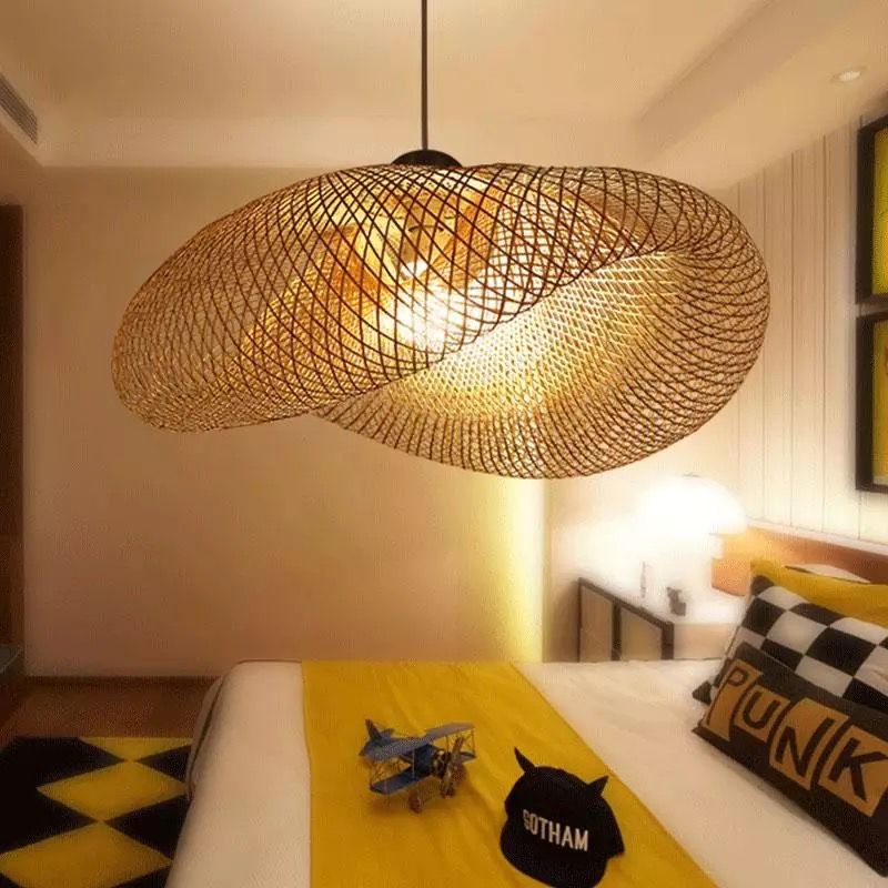 Suspension en rotin E27 chambre