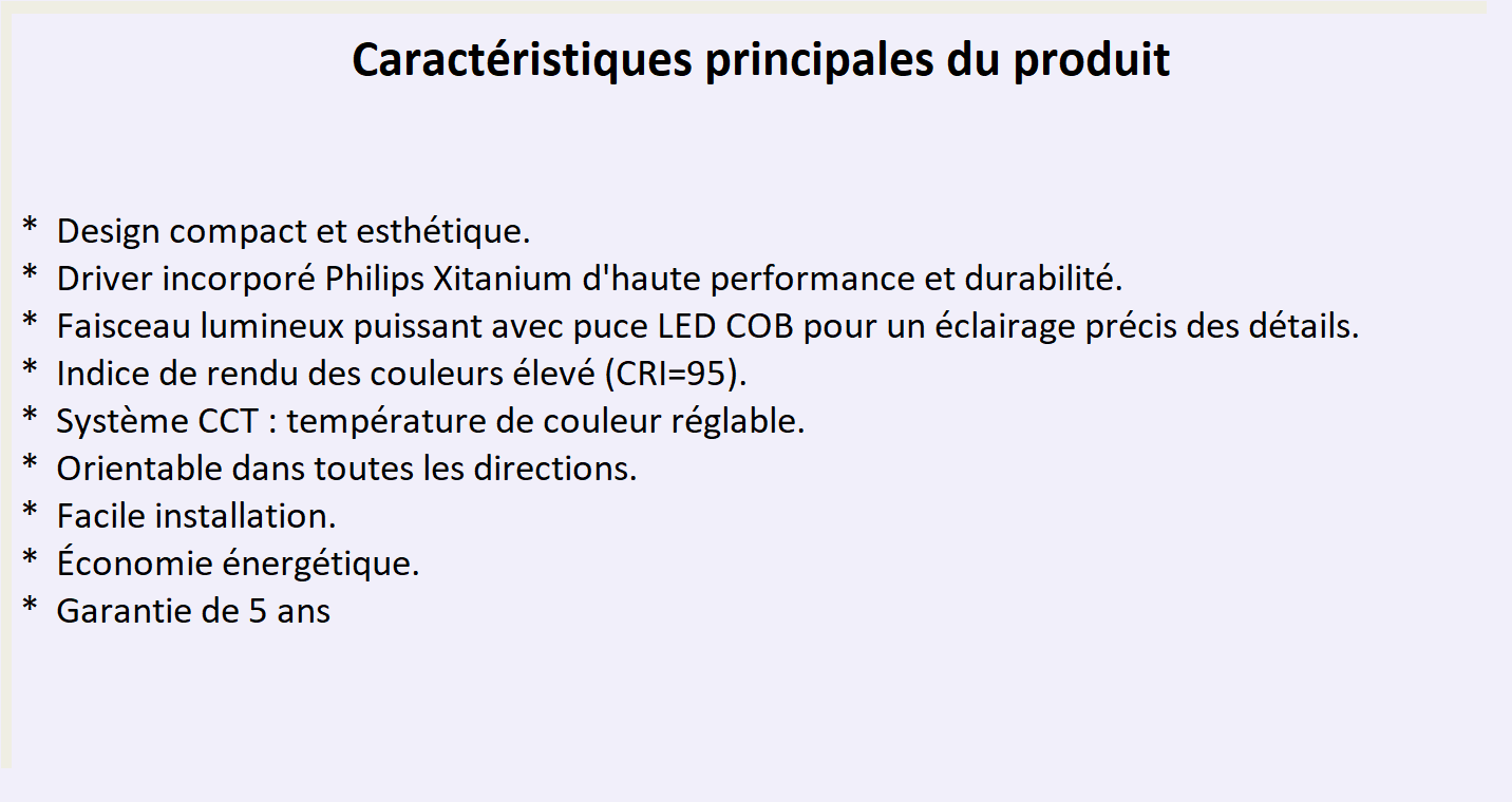 Caractéristiques principales