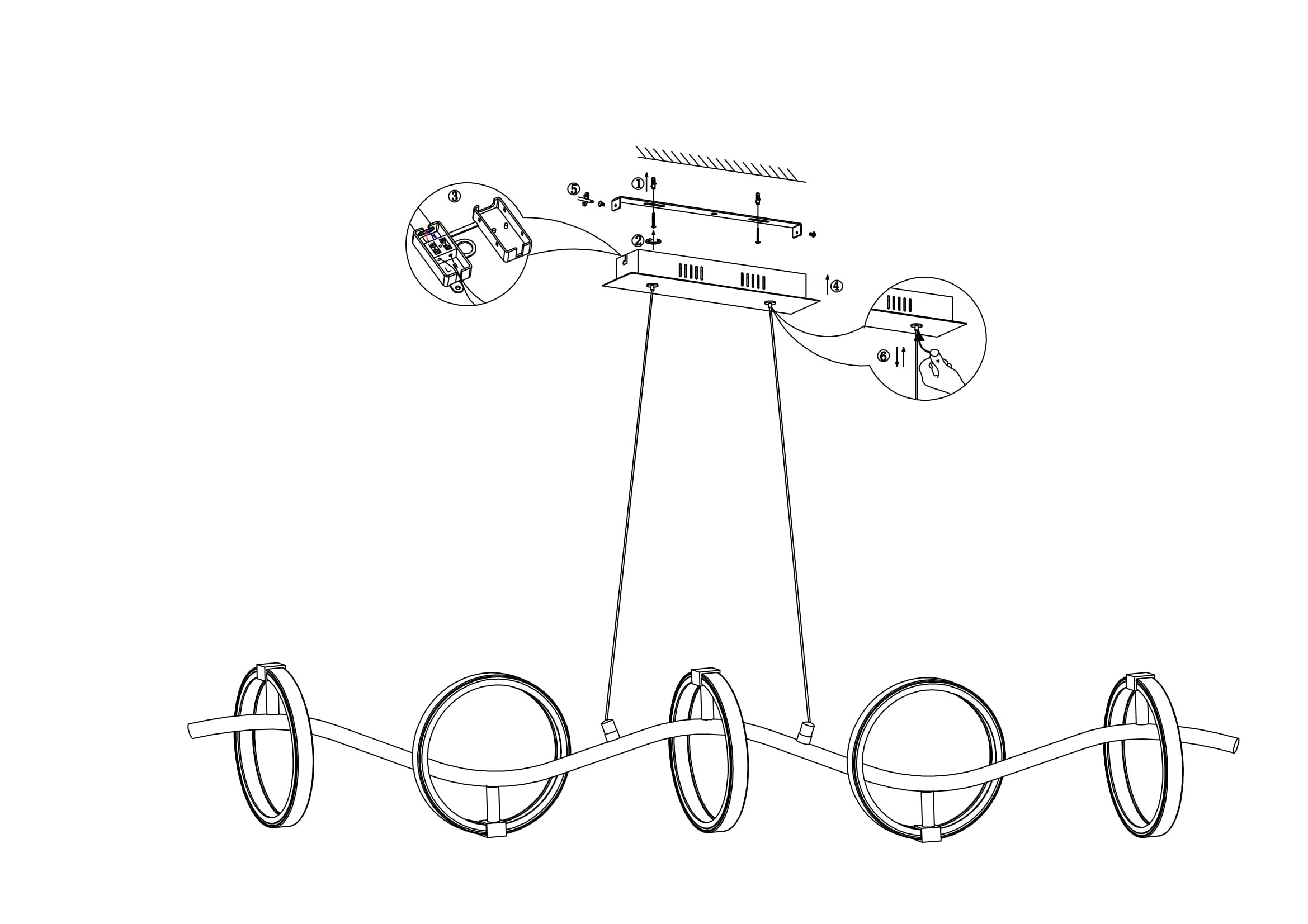 Installation suspension garland