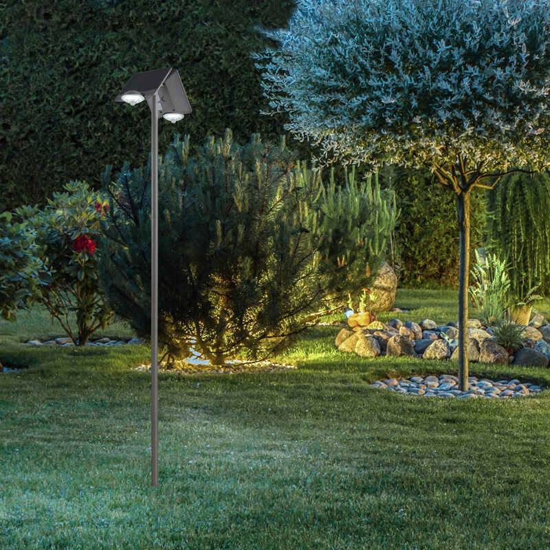 2 Lampadaires LED solaires à pied, Lampadaires de jardin