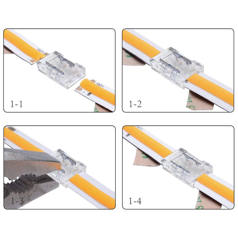 2x connecteur rapide câblé double monochrome pour ruban LED largeur 8mm x  longueur 150mm 12V 24V
