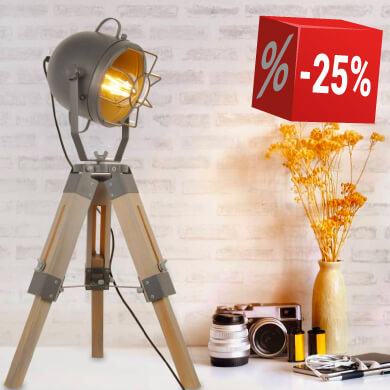 Lampe sur pied en bois vintage TACHICOM E27