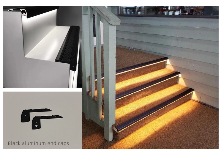 Profil d'escalier en aluminium 65X27.5mm - Eclairage d'escalier