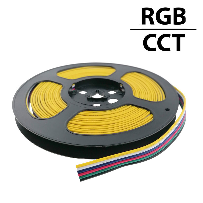 Câble RGB+CCT à 6 fils pour rubans LED RGB+CCT 12V ou 24V