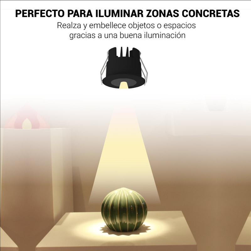 Mini Downlight encastrable 3W faible UGR 30º IRC 90