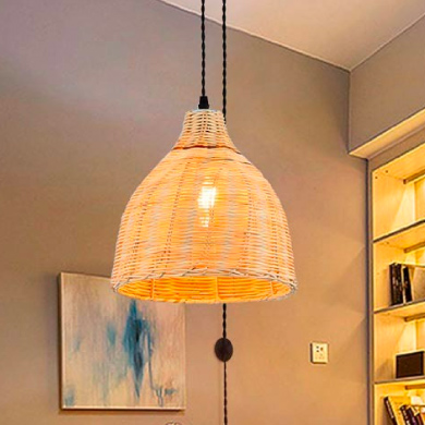 Lampe suspendue murale en osier