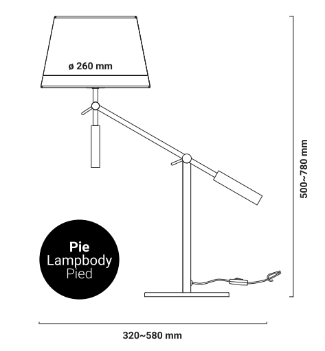 Lampe de table bras articulé arm dimensions