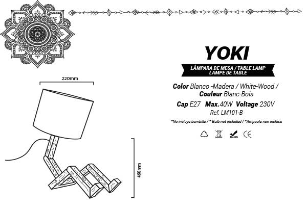 Lampe Yoki dimensions caractéristiques