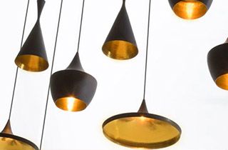 luminaire suspendu noir et or aluminium design