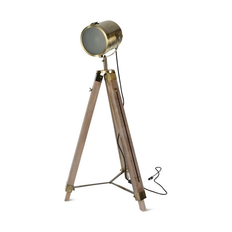 grand trépied lampe bronze bois E27