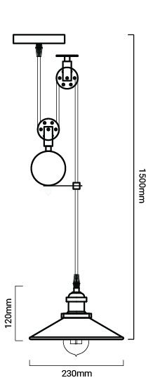 lampe poulie Clock work dimensions