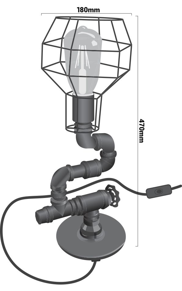 Lampe de table métal Flanagan dimensions