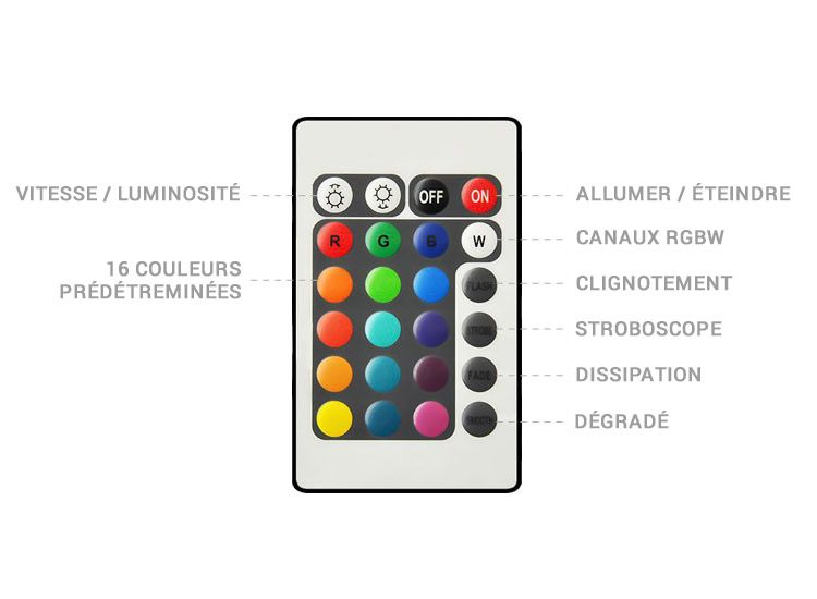 telecommande vase lumineux LED RGB 5W 40cm